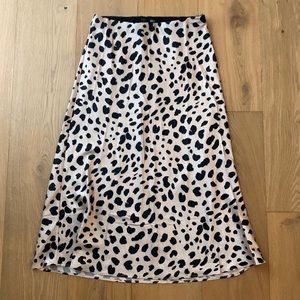 Aqua Leopard Print Silk Skirt